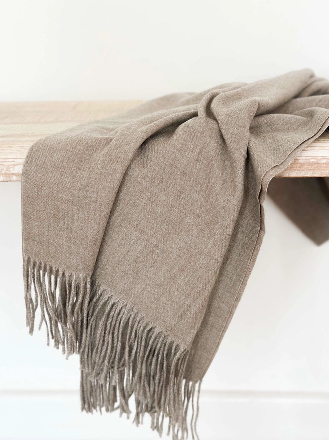 Soft Brown Fringe Throw Blanket