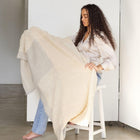 Butterscotch white textured plush merino handloom throw – One Affirmation