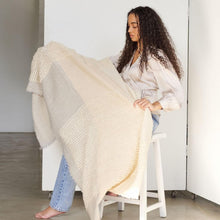 Butterscotch white textured plush merino handloom throw – One Affirmation