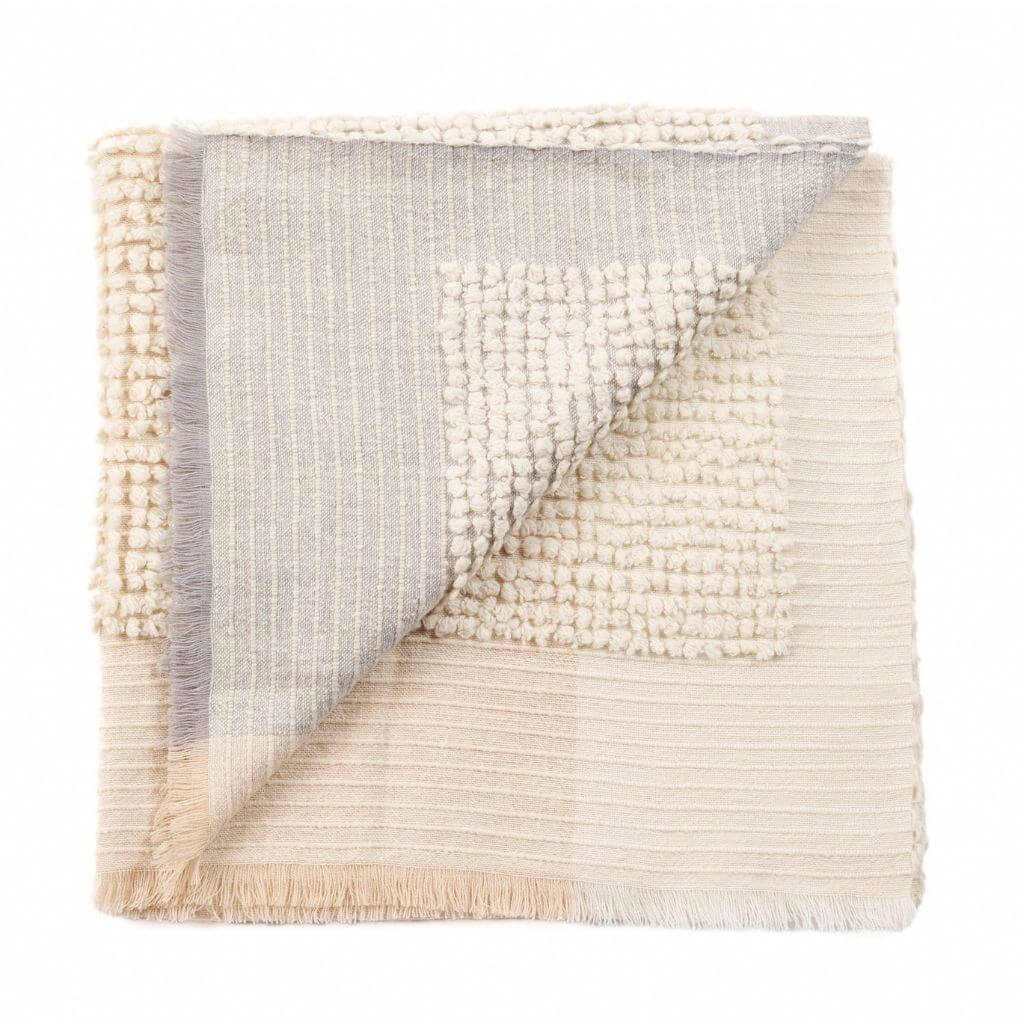 Butterscotch white textured plush merino handloom throw – One Affirmation