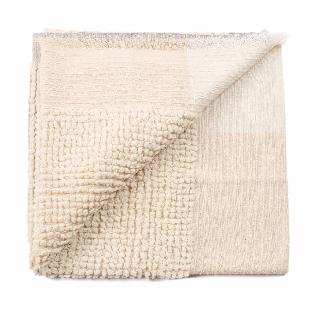 Butterscotch white textured plush merino handloom throw – One Affirmation