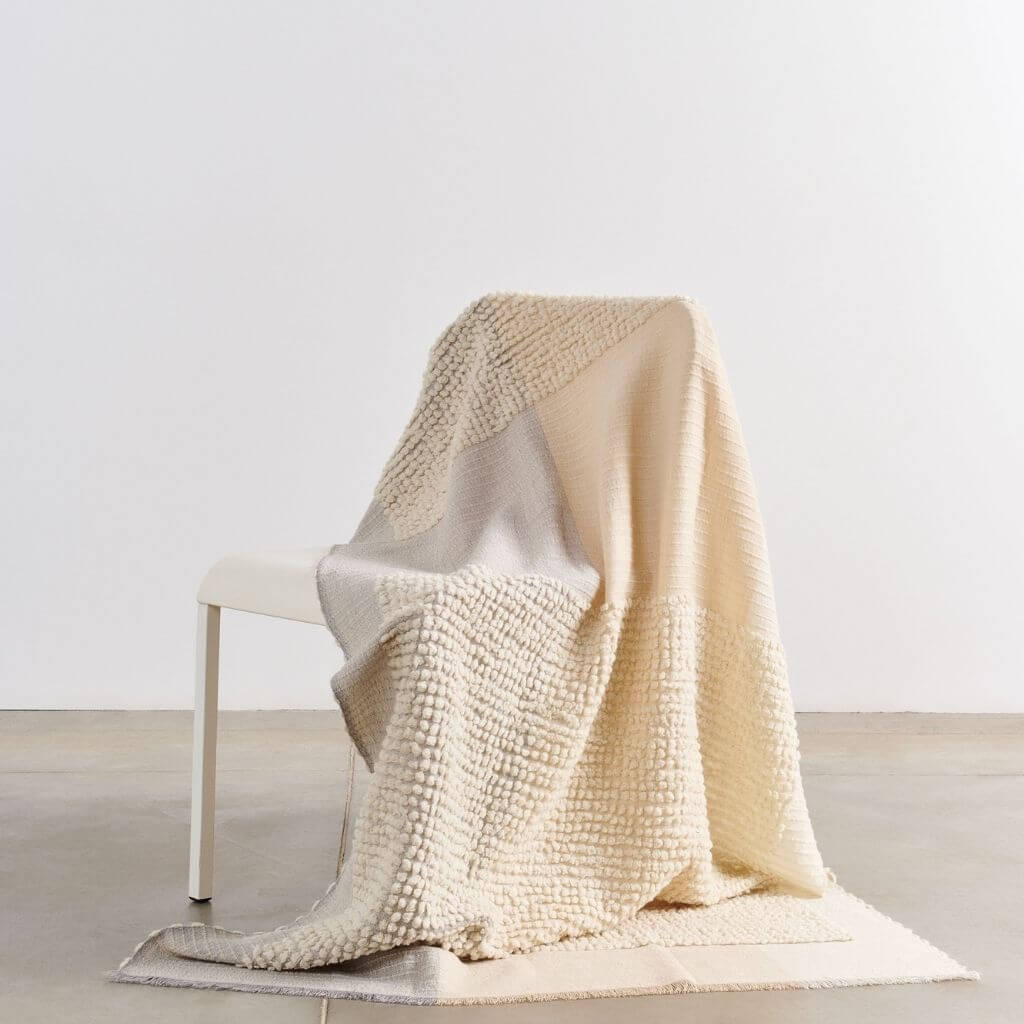 Butterscotch white textured plush merino handloom throw – One Affirmation