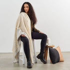 Butterscotch white textured plush merino handloom throw – One Affirmation
