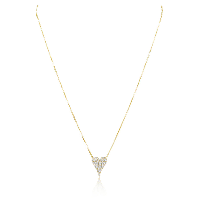 Sara Pave Heart Necklace with CZ stones close-up