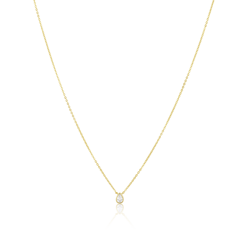 Ines Raindrop Necklace with CZ pendant close-up