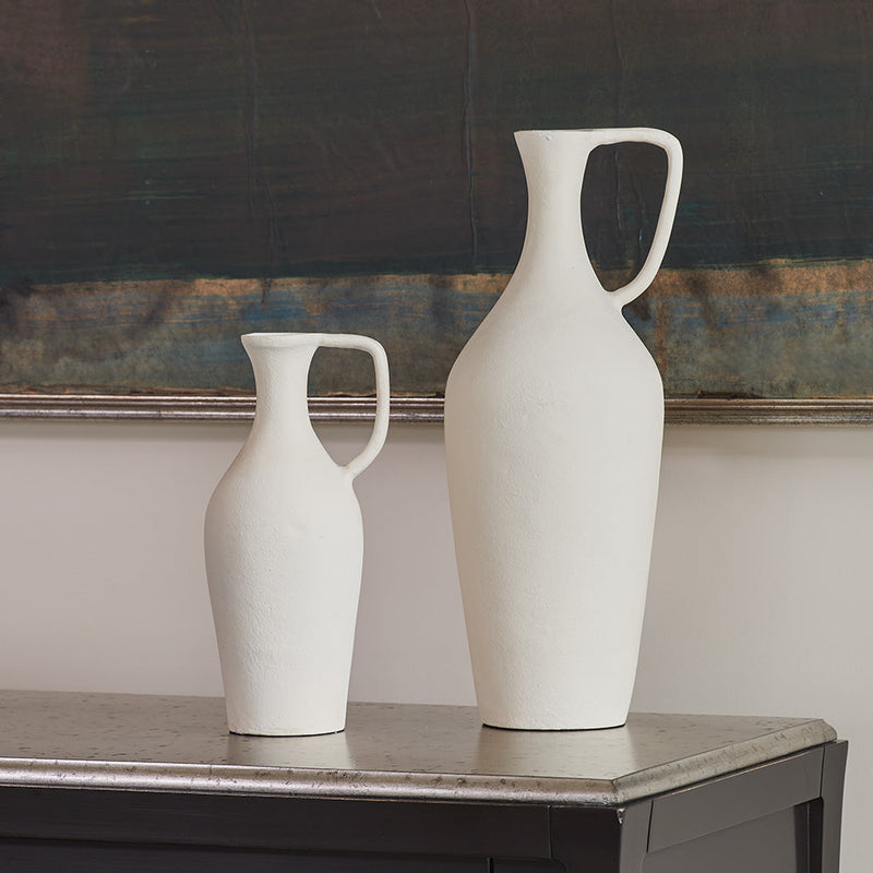 Sustainable black and wood pitcher vase in two sizes