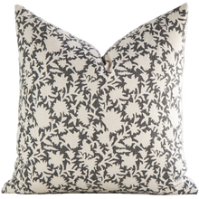 Carina charcoal and cream floral pillow cover