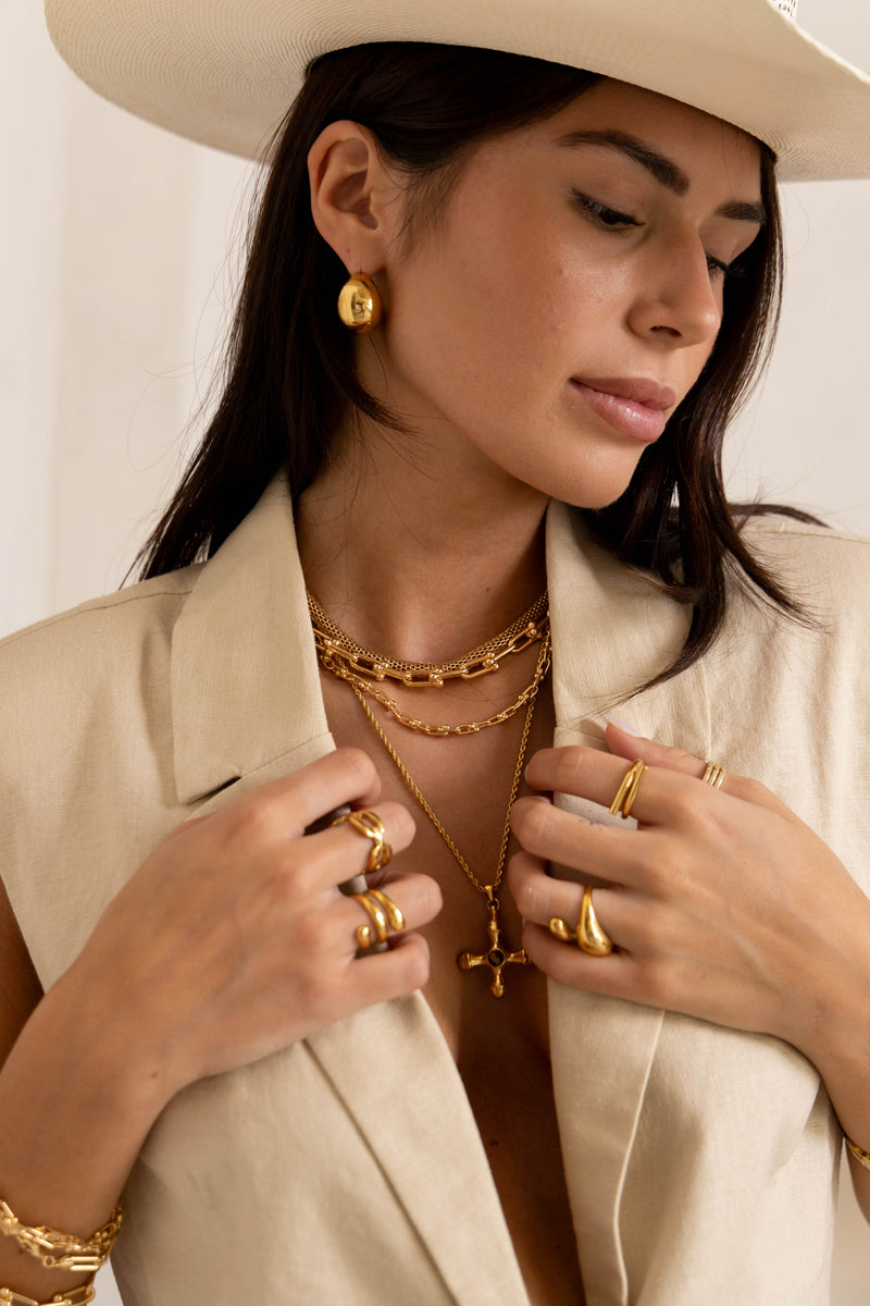 Elegant crescent-shaped gold hoop earrings