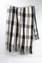 Cecilia black and white striped cotton throw blanket
