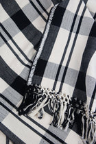 Cecilia black and white plaid cotton throw, close-up of the weave