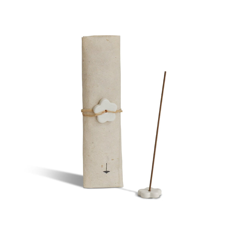 Cedarwood incense stick set with ceramic holder