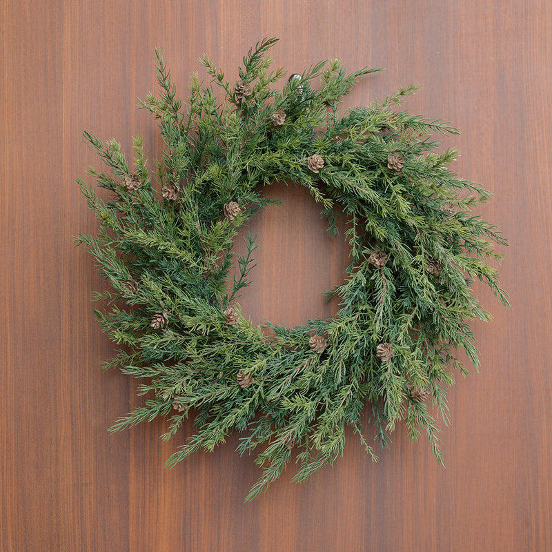Faux pine holiday wreath for doors, walls, or mantels