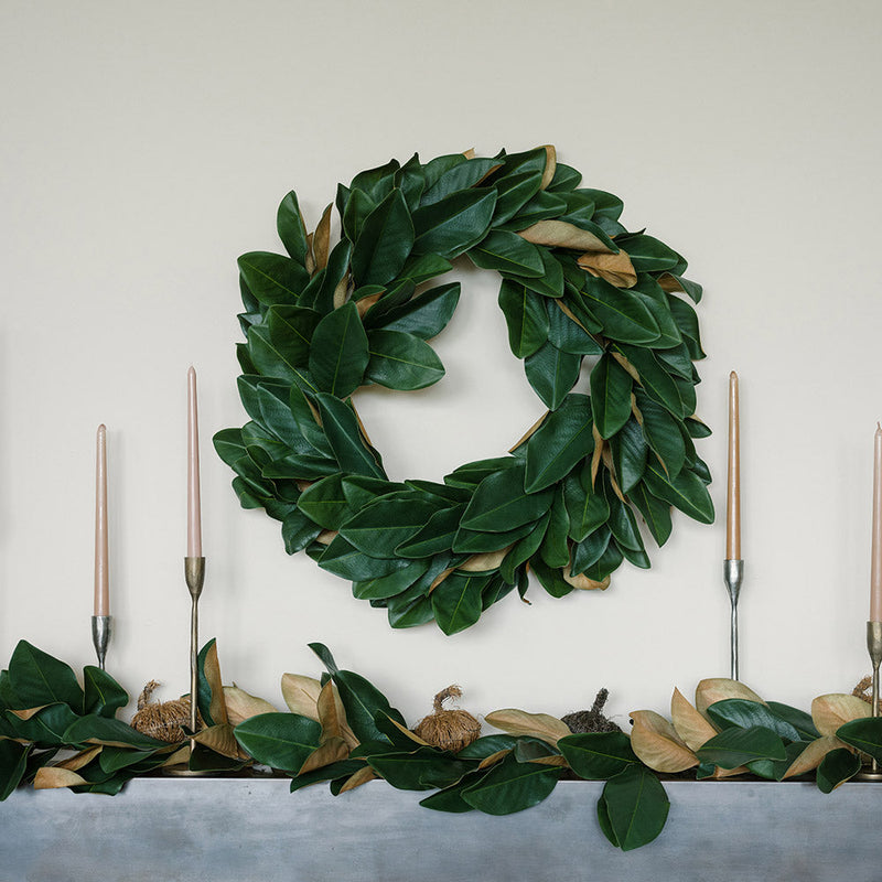 Lush faux magnolia wreath for front door or home décor