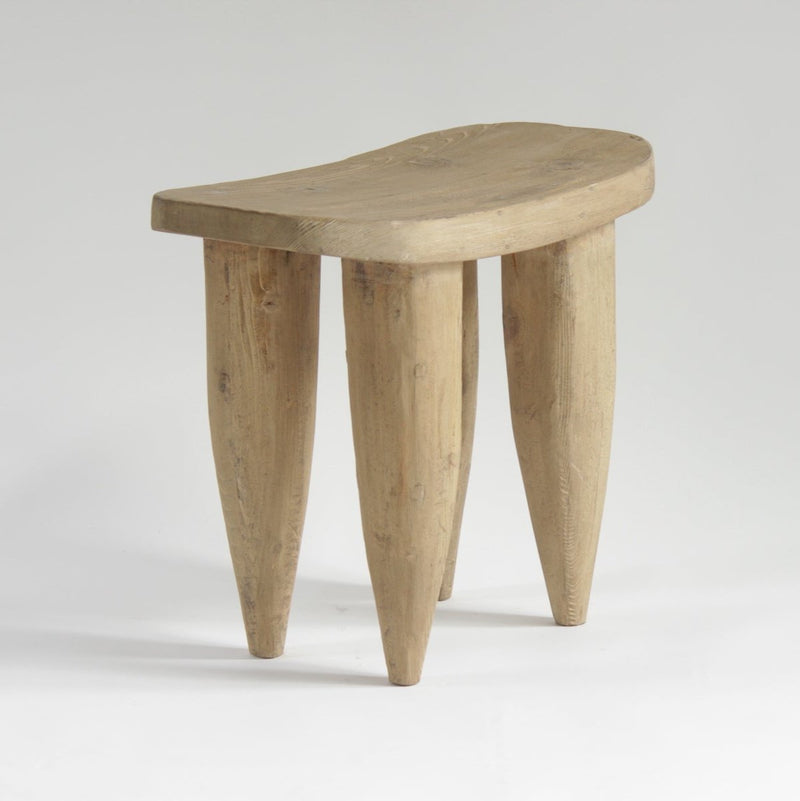 Natural wood accent stool with rustic finish