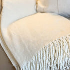 Cozy Cream Fringe Throw Blanket