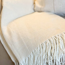 Cozy Cream Fringe Throw Blanket