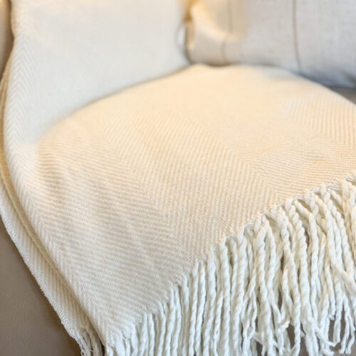 Cozy Cream Fringe Throw Blanket