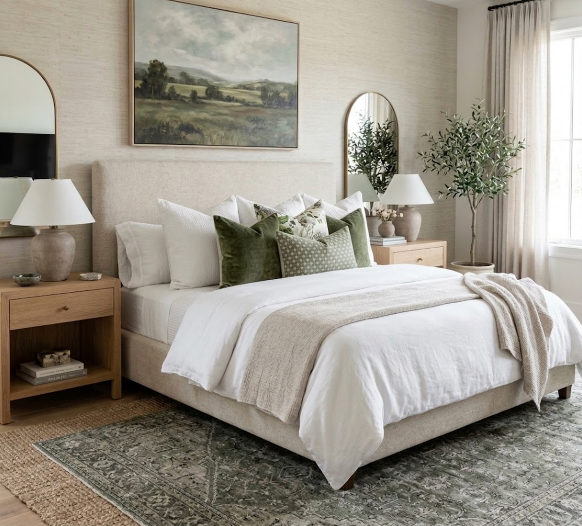Dahlia spring green floral pillow design inspiration