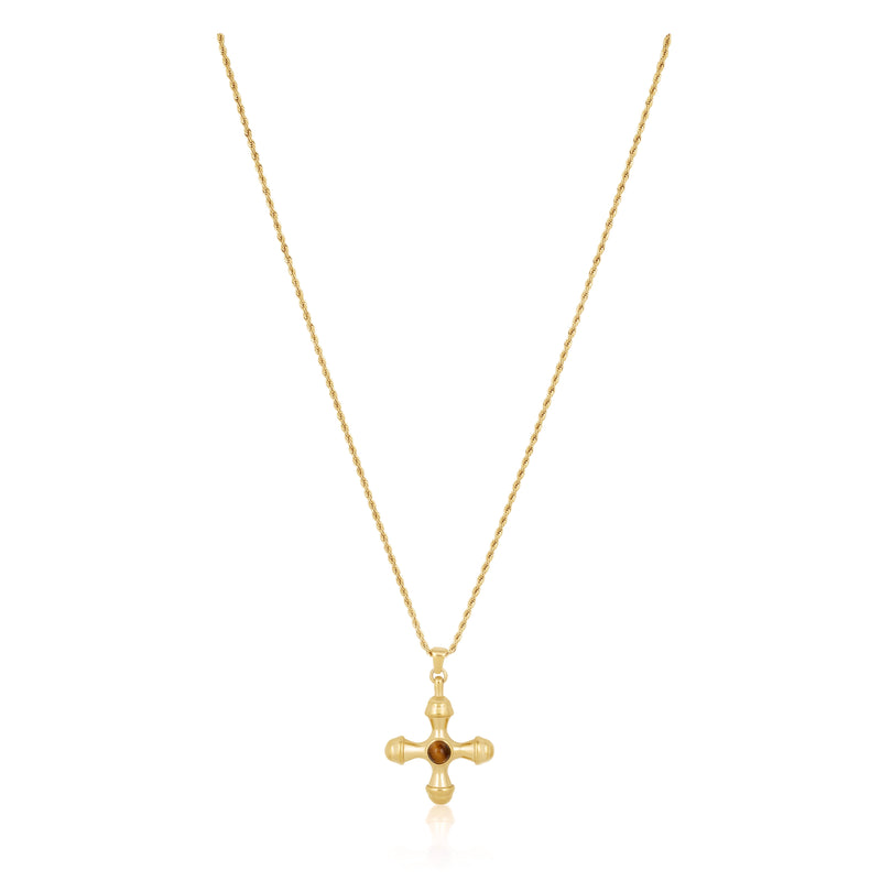 Ophelia Cross Necklace with Tiger Eye pendant