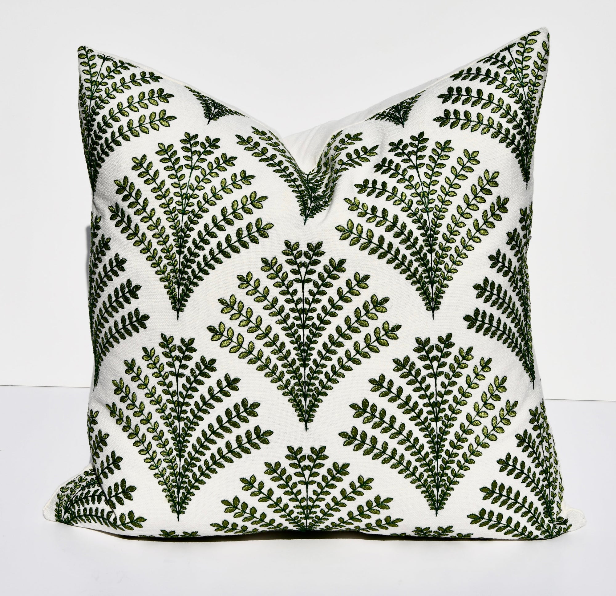 Olivia Green Fern Embroidered Pillow Cover – view 4
