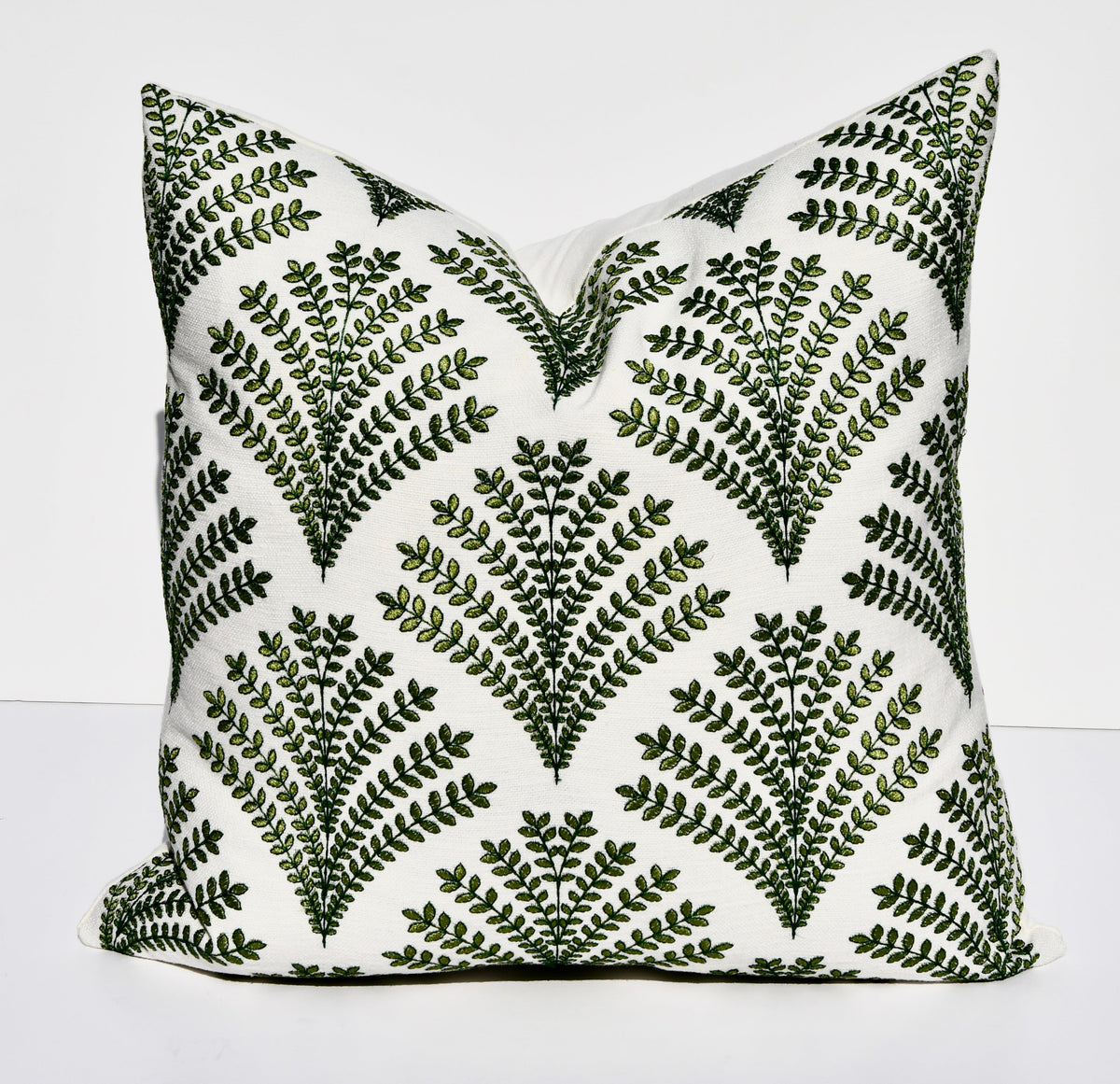 Olivia Green Fern Embroidered Pillow Cover – view 4