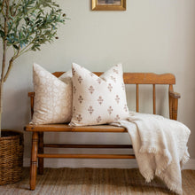 Luana Floral Block Printed Pillow Cover | Beige/Brown