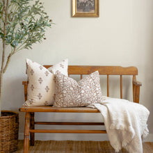 Mia Floral Block Printed Pillow Cover | Brown
