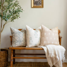Chloe Floral Block Printed Pillow Cover | Blue