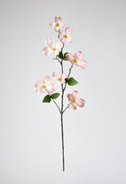 Artificial blush dogwood stem with 7 flowers and leaves