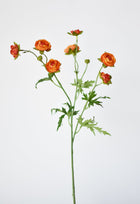 Artificial mini ranunculus stem in vibrant orange