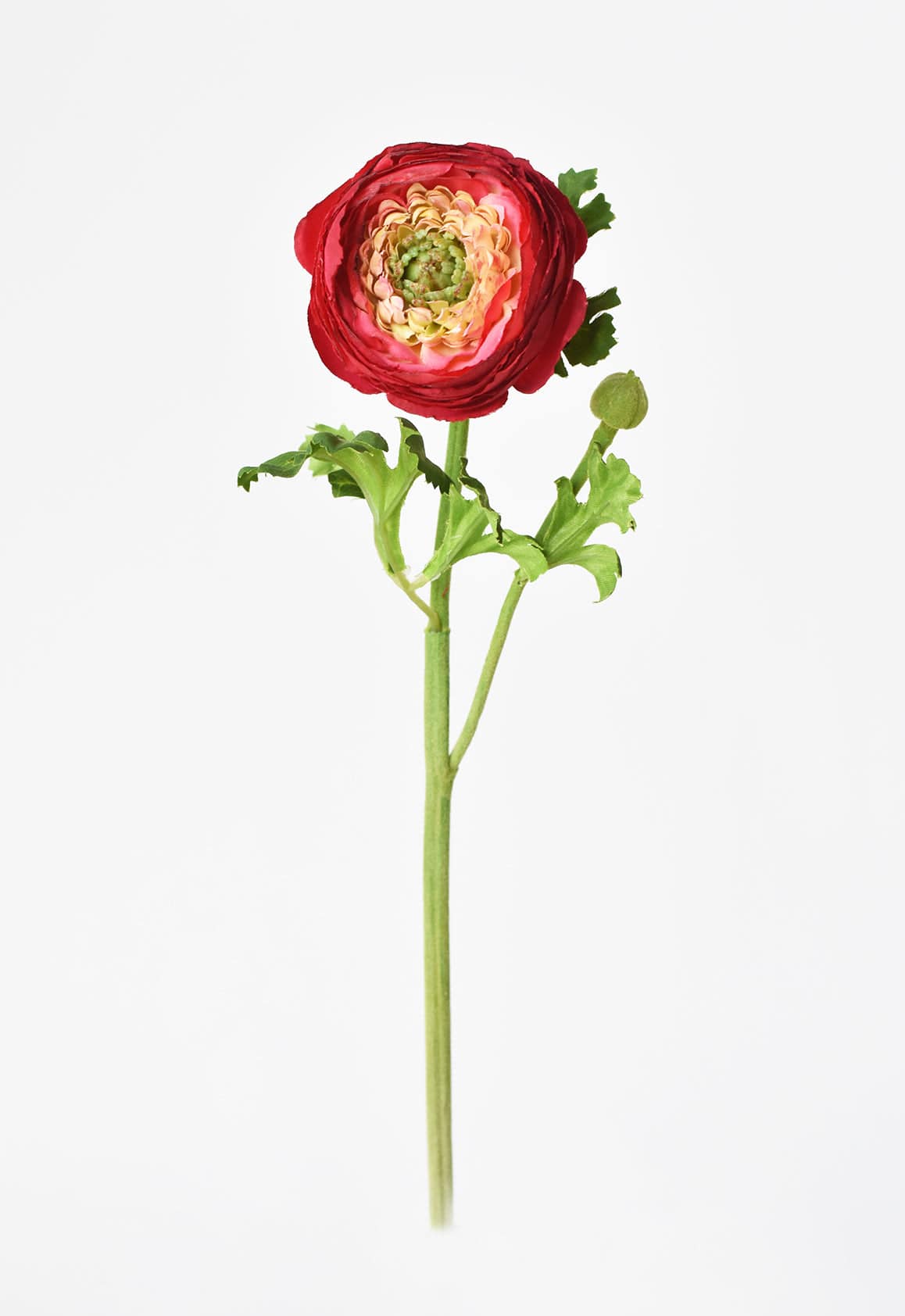 Artificial red ranunculus stem with 2.5 inch bloom