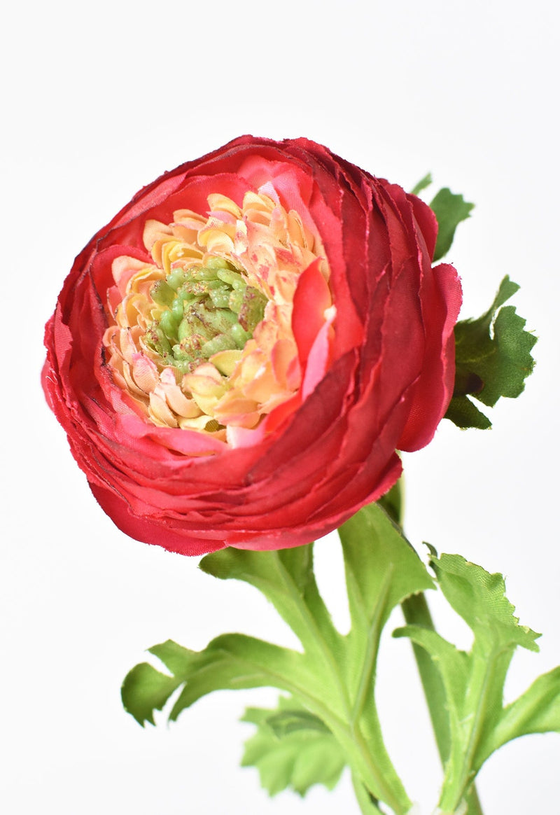 Artificial red ranunculus flower stem for arrangements