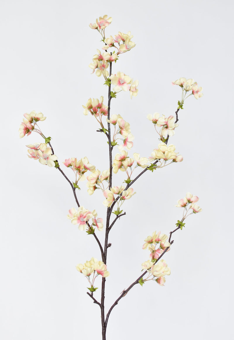 Artificial quince branch with apricot and cream blossoms