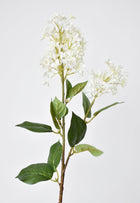 Artificial white English lilac stem with large and small blossoms