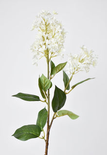 Artificial white English lilac stem with large and small blossoms