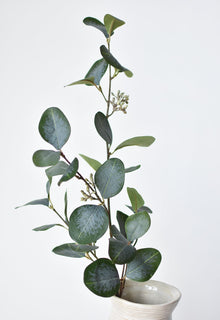 Artificial eucalyptus branch with seeded berry accents