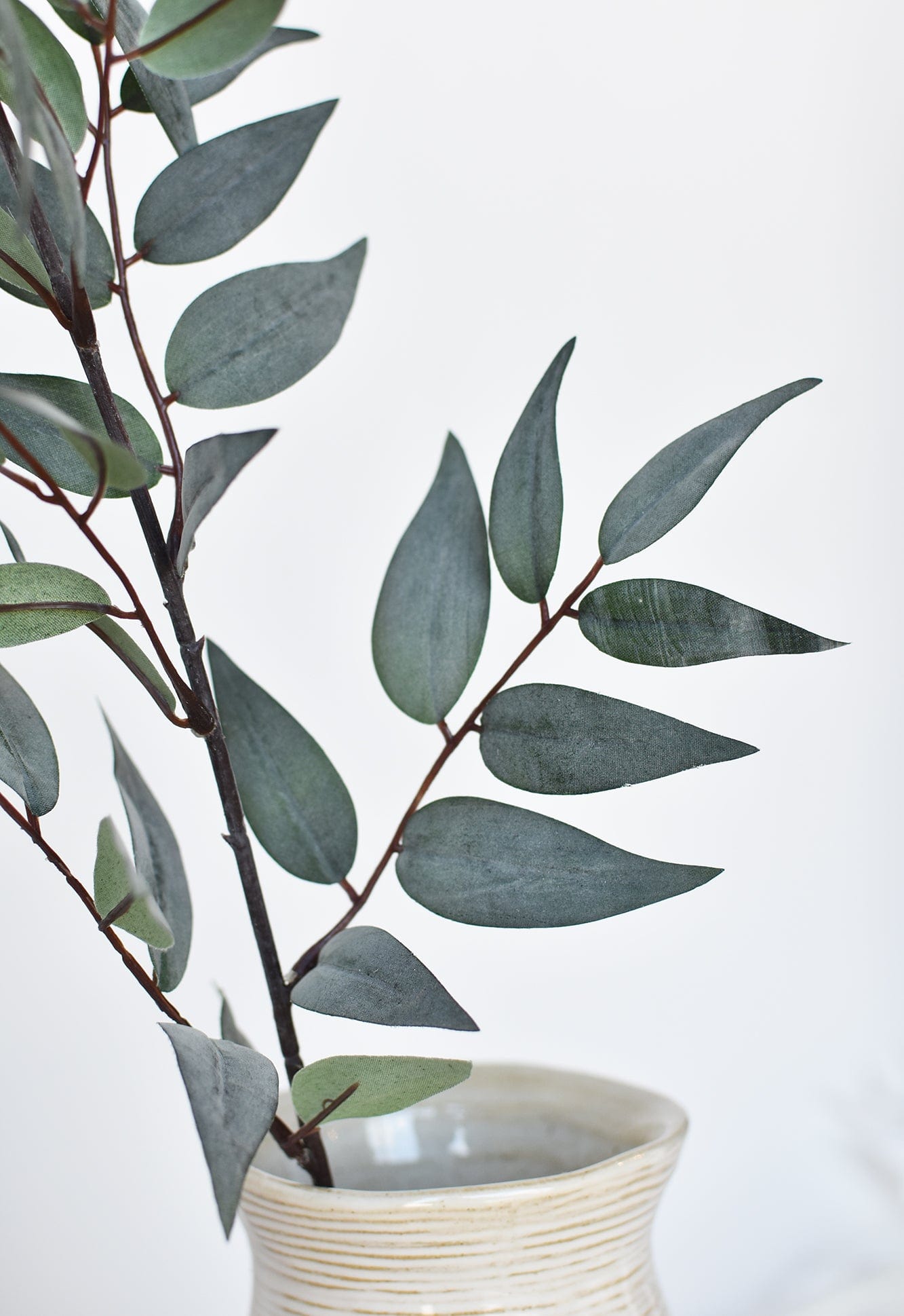 36" Artificial Dark Green/Gray Ruscus Leaf Stem