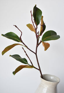 Artificial magnolia greenery stem with wired leaves