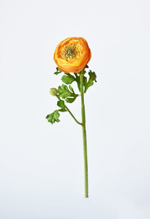 Artificial orange ranunculus stem with greenery
