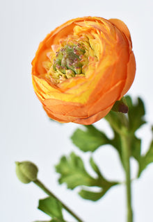Artificial orange ranunculus flower stem for bouquets