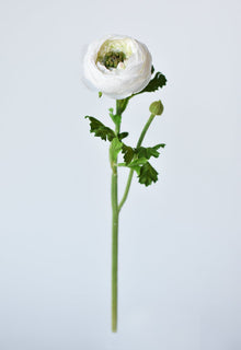 Artificial white ranunculus stem with 2.5 inch bloom