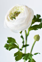 Artificial white ranunculus flower stem for arrangements