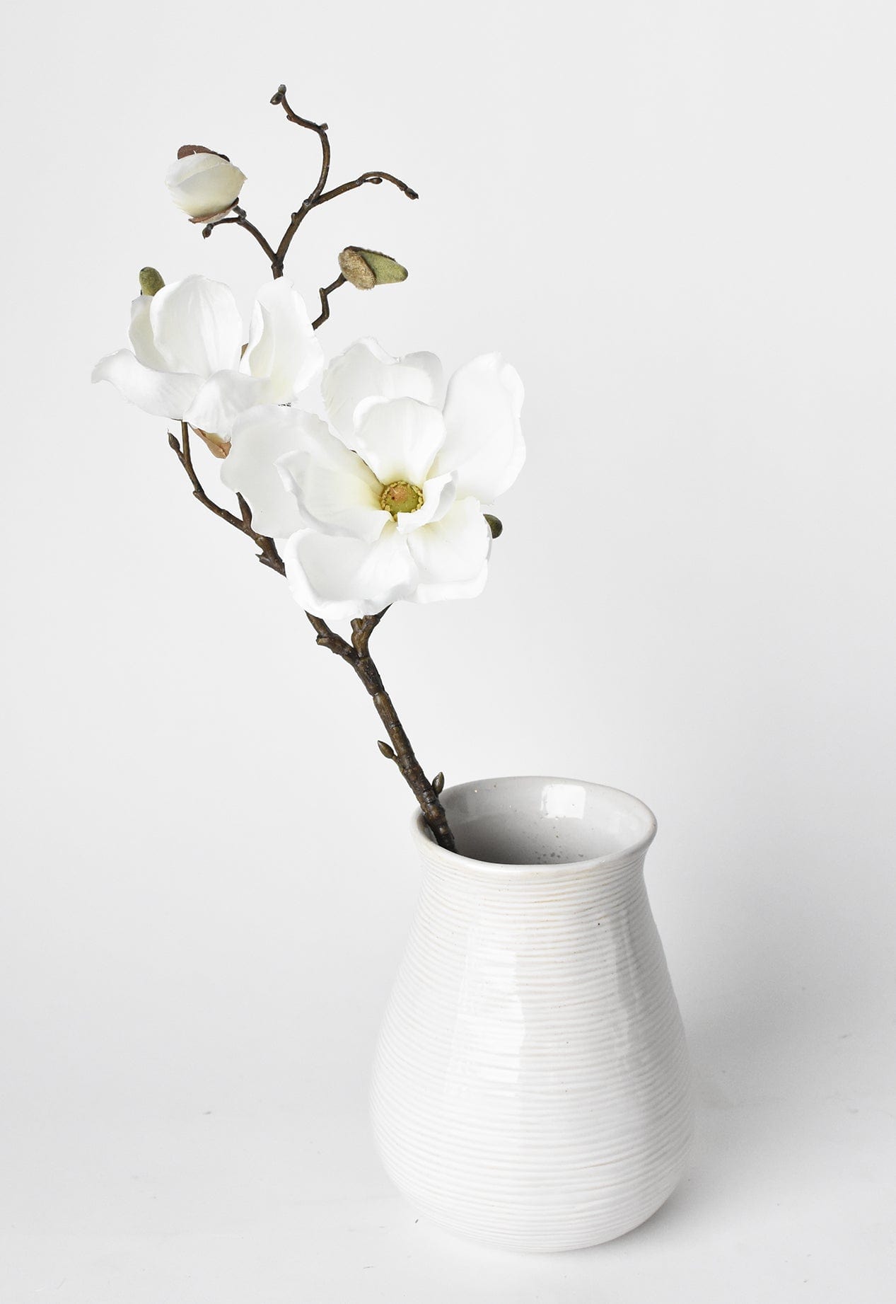 19" Artificial Magnolia Stem White