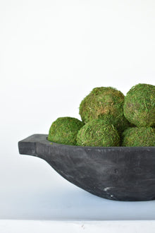 Decorative preserved green moss spheres