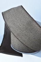 4" x 10yd Brown & Tan Woven Herringbone Ribbon