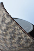4" x 10yd Brown & Tan Woven Herringbone Ribbon