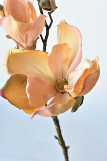 Artificial magnolia branch with 2 blossoms and 3 buds