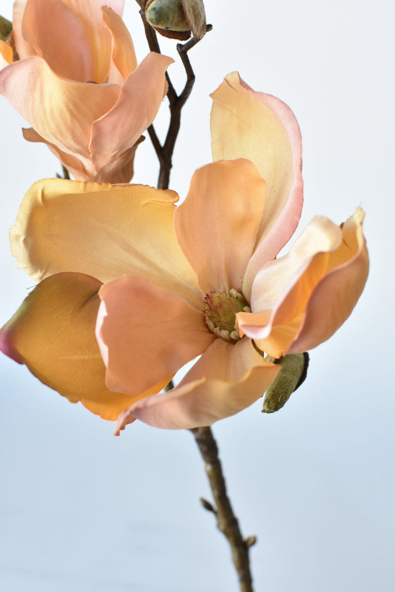 Artificial magnolia branch with 2 blossoms and 3 buds