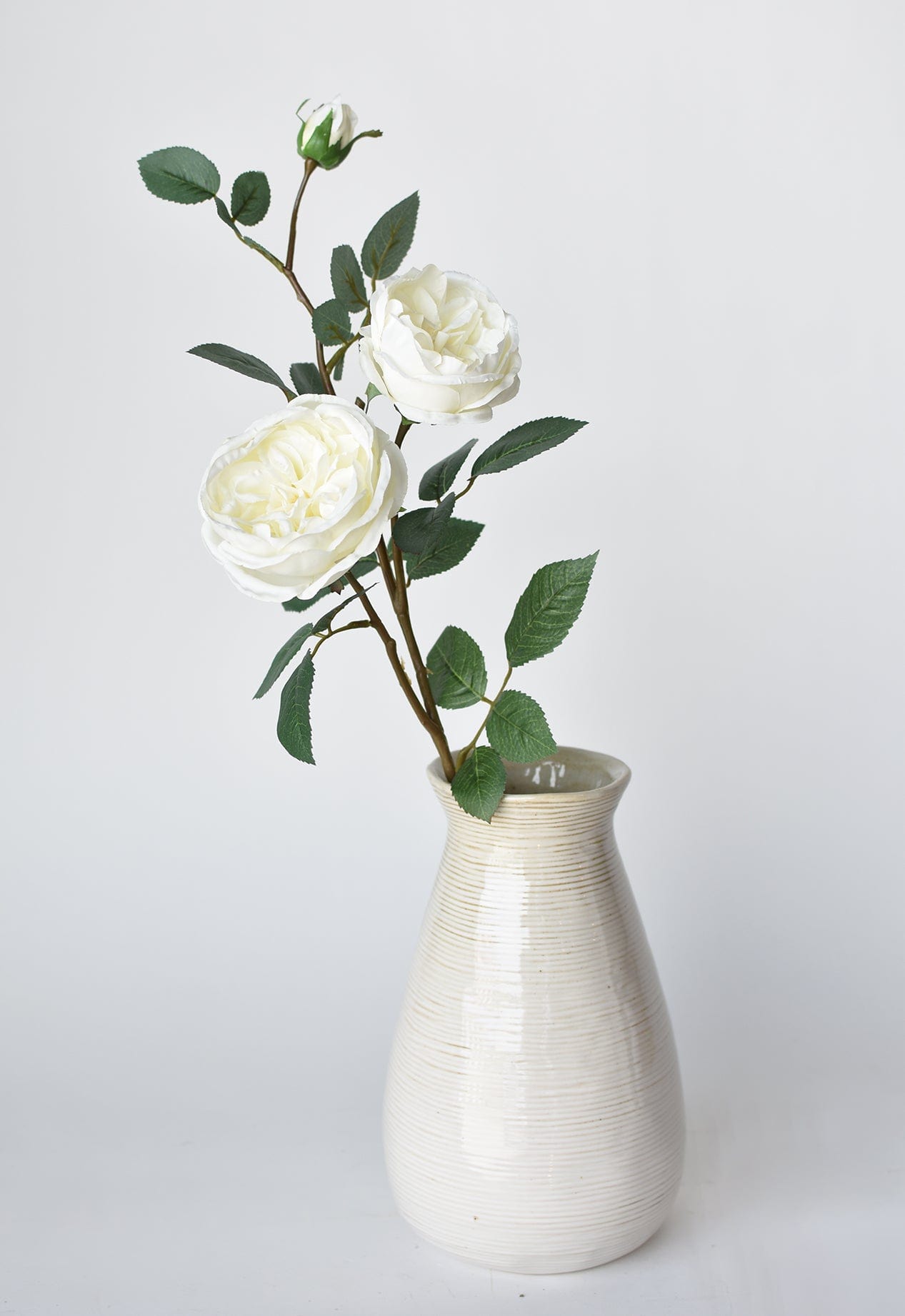 29" Artificial Cabbage Rose Stem White