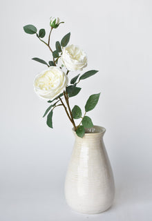 29" Artificial Cabbage Rose Stem White
